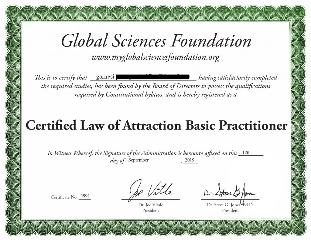 law of attraction certification